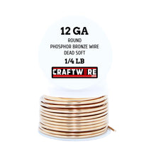 Load image into Gallery viewer, Bronze Solid Bare Metal Wire: Round, Bright, Dead Soft, 1/4 LB, Choose from 12, 14, 16, 18, 20, 22, 24, 26 Gauge
