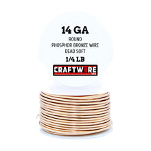 Load image into Gallery viewer, Bronze Solid Bare Metal Wire: Round, Bright, Dead Soft, 1/4 LB, Choose from 12, 14, 16, 18, 20, 22, 24, 26 Gauge