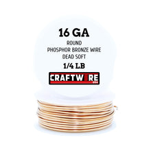 Load image into Gallery viewer, Bronze Solid Bare Metal Wire: Round, Bright, Dead Soft, 1/4 LB, Choose from 12, 14, 16, 18, 20, 22, 24, 26 Gauge