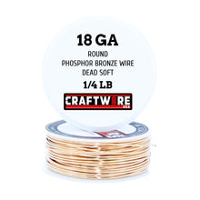 Load image into Gallery viewer, Bronze Solid Bare Metal Wire: Round, Bright, Dead Soft, 1/4 LB, Choose from 12, 14, 16, 18, 20, 22, 24, 26 Gauge