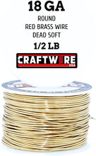 Load image into Gallery viewer, Red Brass Solid Bare Wire Round Selection, Bright, Dead Soft, 1/2 LB, Choose from 12 to 26 Gauge
