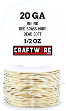 Load image into Gallery viewer, Red Brass Solid Bare Wire Round Selection, Bright, Dead Soft, 1/2 LB, Choose from 12 to 26 Gauge
