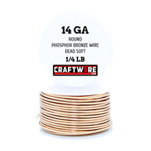 Load image into Gallery viewer, Bronze Solid Bare Metal Wire: Round, Bright, Dead Soft, 1/4 LB, Choose from 12, 14, 16, 18, 20, 22, 24, 26 Gauge
