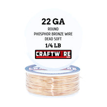 Load image into Gallery viewer, Bronze Solid Bare Metal Wire: Round, Bright, Dead Soft, 1/4 LB, Choose from 12, 14, 16, 18, 20, 22, 24, 26 Gauge
