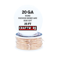 Load image into Gallery viewer, Assorted Bronze Solid Bare Metal Wire: Round, Bright, Dead Soft, 25 FT, Choose from 18 to 24 Gauge
