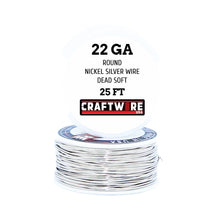 Load image into Gallery viewer, Assorted Nickel Silver Solid Bare Wire Round Selection, Dead Soft, 25 Feet, Choose from 18 to 24 Gauge
