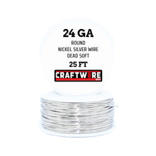 Load image into Gallery viewer, Assorted Nickel Silver Solid Bare Wire Round Selection, Dead Soft, 25 Feet, Choose from 18 to 24 Gauge
