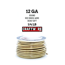 Load image into Gallery viewer, Red Brass Solid Bare Wire Round Selection, Dead Soft, 1/4 LB, Choose from 12, 14, 16, 18, 20, 22, 24, 26 Gauge
