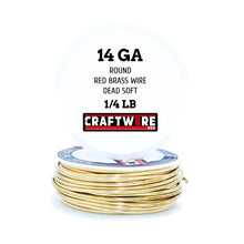 Load image into Gallery viewer, Red Brass Solid Bare Wire Round Selection, Dead Soft, 1/4 LB, Choose from 12, 14, 16, 18, 20, 22, 24, 26 Gauge
