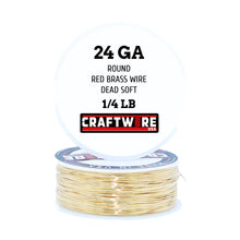 Load image into Gallery viewer, Red Brass Solid Bare Wire Round Selection, Dead Soft, 1/4 LB, Choose from 12, 14, 16, 18, 20, 22, 24, 26 Gauge
