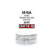 Load image into Gallery viewer, Assorted Stainless Steel Solid Bare Wire Round Selection, Dead Soft, 25 Feet, Choose from 18 to 24 Gauge
