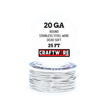 Load image into Gallery viewer, Assorted Stainless Steel Solid Bare Wire Round Selection, Dead Soft, 25 Feet, Choose from 18 to 24 Gauge
