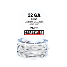 Load image into Gallery viewer, Assorted Stainless Steel Solid Bare Wire Round Selection, Dead Soft, 25 Feet, Choose from 18 to 24 Gauge
