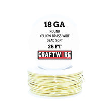 Load image into Gallery viewer, Assorted Yellow Brass Solid Bare Metal Wire Round, Bright, Dead Soft, 25 FT, Choose from 18 to 24 Gauge
