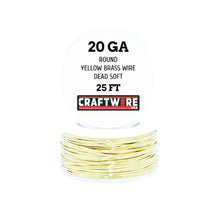 Load image into Gallery viewer, Assorted Yellow Brass Solid Bare Metal Wire Round, Bright, Dead Soft, 25 FT, Choose from 18 to 24 Gauge
