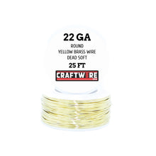 Load image into Gallery viewer, Assorted Yellow Brass Solid Bare Metal Wire Round, Bright, Dead Soft, 25 FT, Choose from 18 to 24 Gauge
